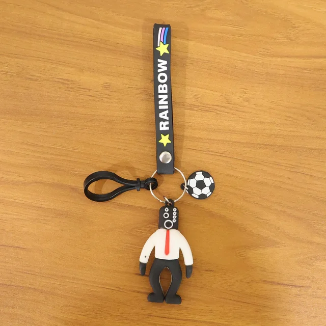 Rainbow Keychain – Colorful Cartoon Football Boy Accessory