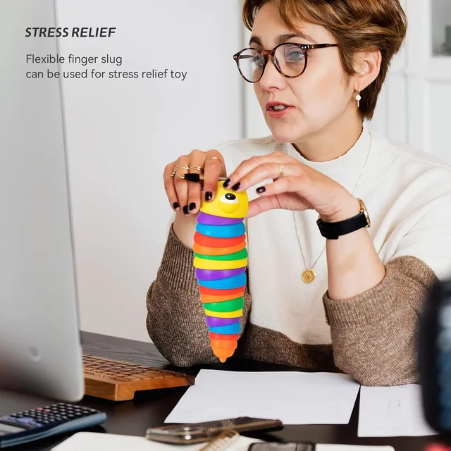 Rainbow Slug Fidget Toy – Stress Relief & Sensory Play | Little Learners