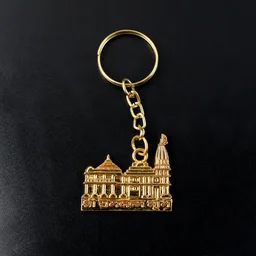 Ram Mandir Keychain – Premium Golden Metal Devotional Accessory