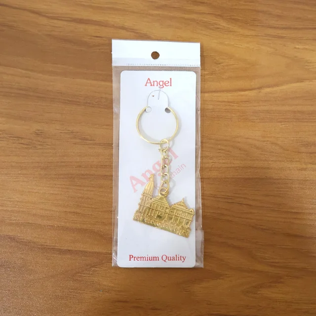 Ram Mandir Keychain – Premium Golden Metal Devotional Accessory