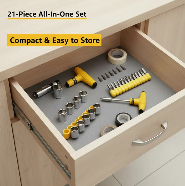 Ratchet Socket Set – 21-Piece T-Shape Tools | XcelCraft