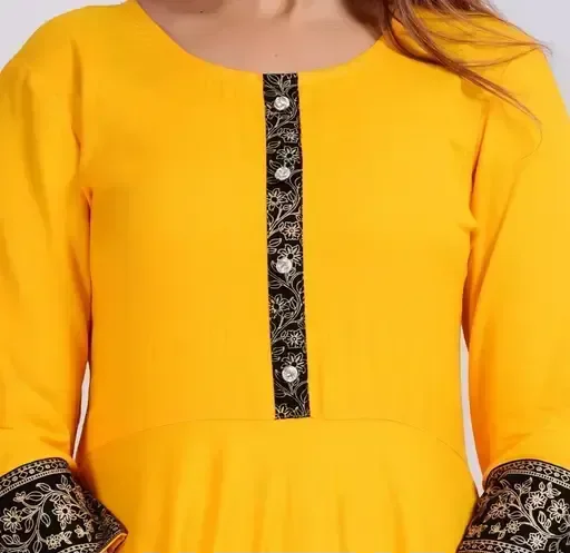 Women Printed, Solid Kurta Sy (Yellow) - XL