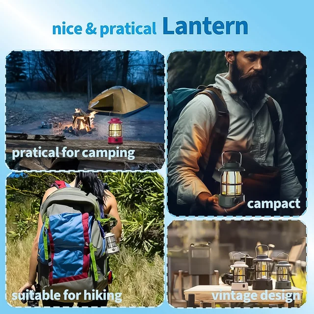 Rechargeable LED Camping Lantern – Retro Dimmable Light | Garden Vera