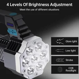 Rechargeable LED Flashlight – Portable 7-LED COB Torch | PHOBIA