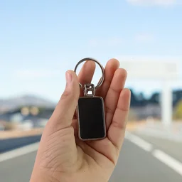 Rectangular Metal Keychain – Durable Black & Silver Design