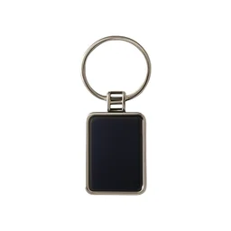Rectangular Metal Keychain – Durable Black & Silver Design