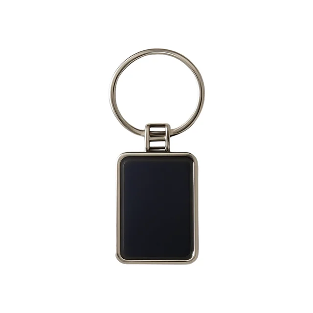 Rectangular Metal Keychain – Durable Black & Silver Design