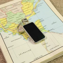 Rectangular Metal Keychain – Durable Black & Silver Design