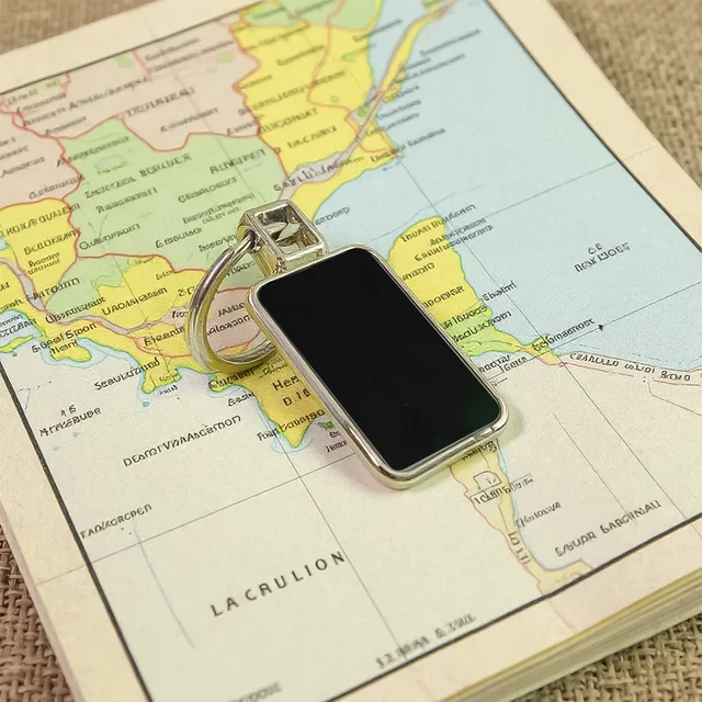 Rectangular Metal Keychain – Durable Black & Silver Design