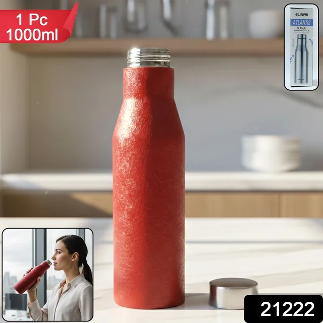 Red Stainless Steel Water Bottle 1000ml – Insulated & Leakproof