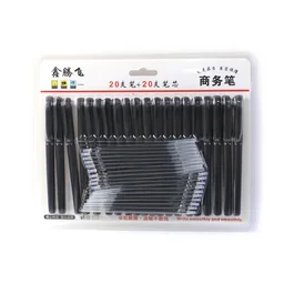 Refillable Black Marker Pen Set with 20 Pens & Extra Ink