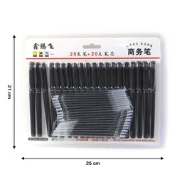 Refillable Black Marker Pen Set with 20 Pens & Extra Ink