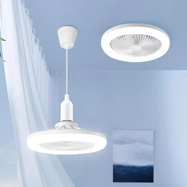 Remote Control Ceiling Fan with Light, E27 Socket LED Lamp Fan for Home (1 Set)