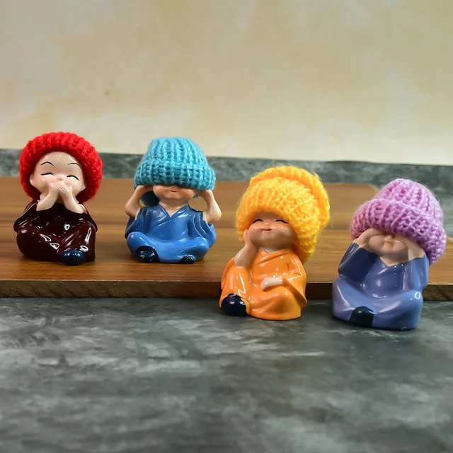 Resin Monk Buddha Showpiece Set of 4 – Spiritual Home Decor
