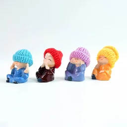 Resin Monk Buddha Showpiece Set of 4 – Spiritual Home Decor