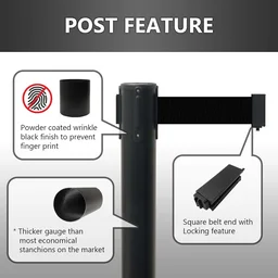 Retractable Belt Crowd Control Pole – Heavy Duty with Sturdy Base