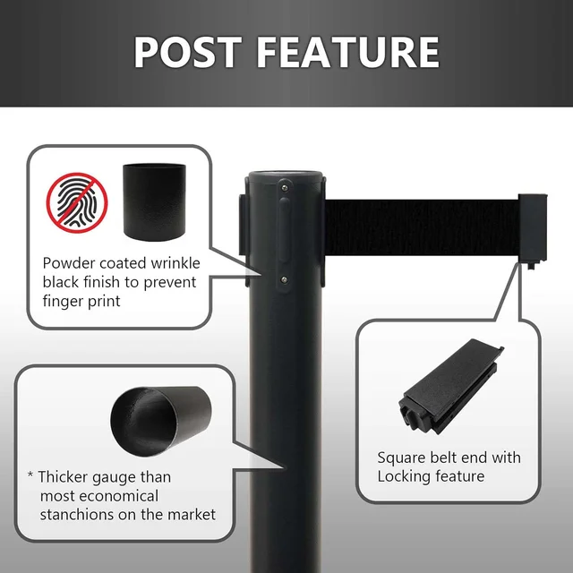 Retractable Belt Crowd Control Pole – Heavy Duty with Sturdy Base
