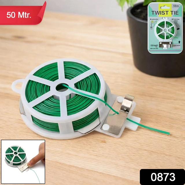 Reusable Green Twist Tie Roll – Flexible Multipurpose Wire with Cutter