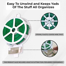 Reusable Green Twist Tie Roll – Flexible Multipurpose Wire with Cutter