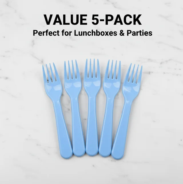 Reusable Plastic Forks – 5-Piece Heavy Duty Set | Serve Stellar