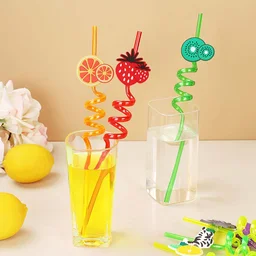 Reusable Plastic Straws – Cartoon Truck Design, 12 Pcs | Siplix
