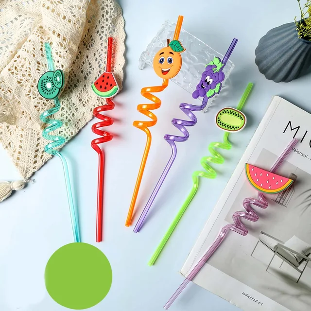 Reusable Plastic Straws – Cartoon Truck Design, 12 Pcs | Siplix