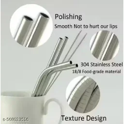 Reusable Stainless Steel Straws – Set of 4 with Brush | SparkleTidy