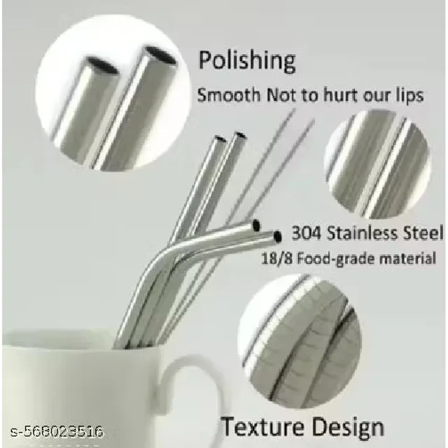 Reusable Stainless Steel Straws – Set of 4 with Brush | SparkleTidy