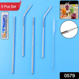 Reusable Stainless Steel Straws – Set of 4 with Brush | SparkleTidy