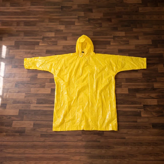 Reusable Waterproof Raincoat – Hooded Long Yellow Rain Poncho
