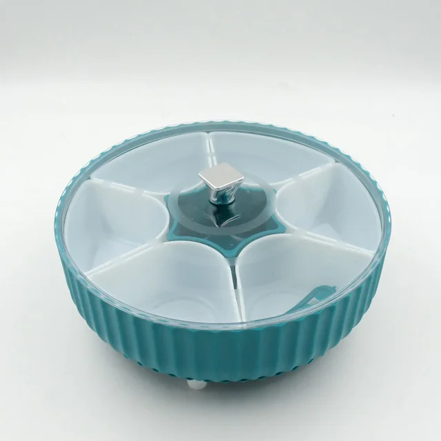 Revolving Dry Fruit Box – 7-Compartment Snack & Spice Organizer | Tidy Table