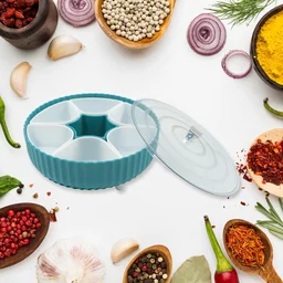 Revolving Dry Fruit Box – 7-Compartment Snack & Spice Organizer | Tidy Table