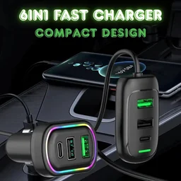 RGB Car USB Charger – Multi-port Fast Charging with LED Light