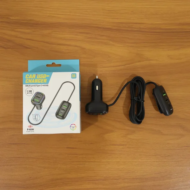 RGB Car USB Charger – Multi-port Fast Charging with LED Light