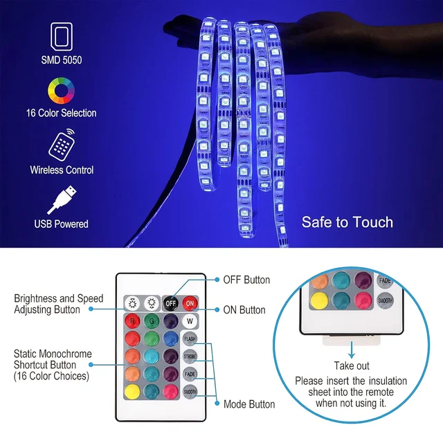 RGB LED Strip Lights – 3M Multi-Colour USB with Remote | Indo Glow