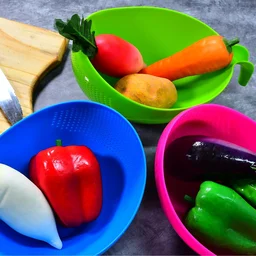 Rice Strainer Bowl Set – Thick Plastic 3pc with Handle | Vastate