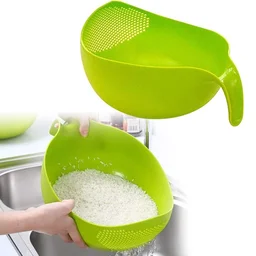 Rice Strainer Bowl Set – Thick Plastic 3pc with Handle | Vastate