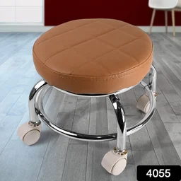 Rolling Stool with Steel Base & Cushioned Seat – Indo Glow