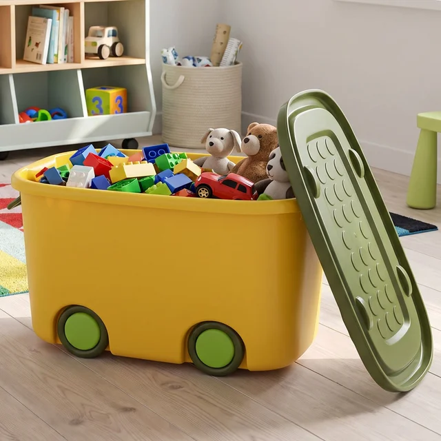 Rolling Storage Container Box with Wheels and Lid 25 Litre for Toys (1 Pc)