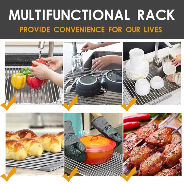 Roll-Up Dish Drying Rack – Space-Saving | CookAura