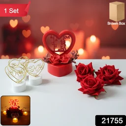 Romantic Heart Love Decorative Gift Set – Elegant Rose & Candle Decor