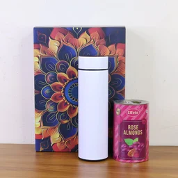Rose Almonds Gift Hamper – Premium 2 Pc Set with Stainless Steel Bottle