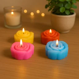 Rose Shaped Wax Candle Set – Elegant 6-Piece Home Decor