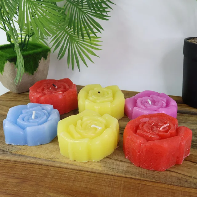 Rose Shaped Wax Candle Set – Elegant 6-Piece Home Decor