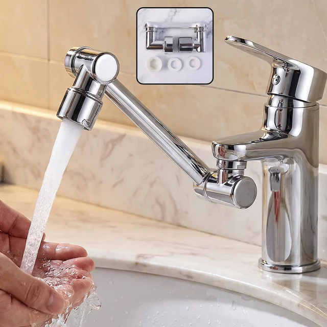 Rotatable Faucet Splash Head Extension, Swivel Arm Tap Nozzle Attachment (1 Pc)