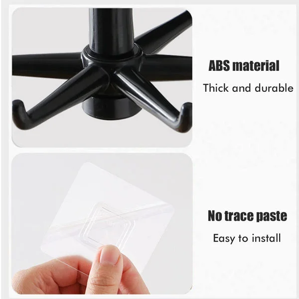 Rotatable Hooks – 360° Swivel, Damage-Free (Pack of 2) | GlimmerHome
