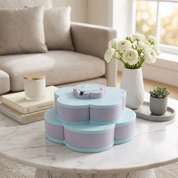 Rotating Candy Dish Flower Shape Multi Section Snack Box with Phone Holder (1 Set)