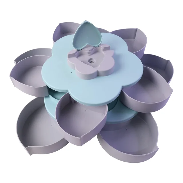 Rotating Candy Dish Flower Shape Multi Section Snack Box with Phone Holder (1 Set)