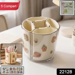 Rotating Desk Organizer – 5 Compartments with 360° Spin for Office & Home