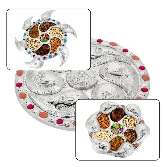 Rotating Dry Fruit Tray – 7-Compartment Snack Server | Lunchie Bunchie